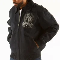 Pelle Pelle Royal Black Wool Bomber Jacket - back Look