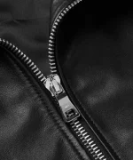 Mens Black Shearling-Bomber Leather Jacket