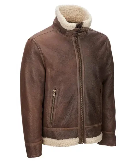 Shearling Aviator Mens Light Brown Jacket