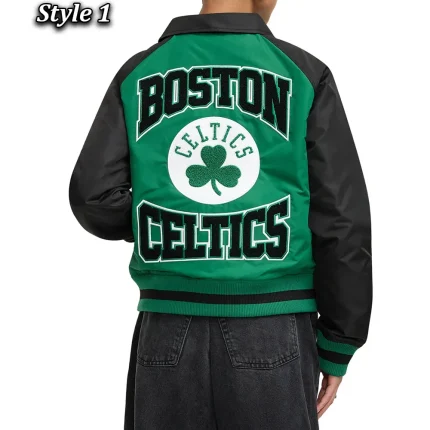 Boston Celtics Throwback Green and Black Full-Snap Nylon Jacket