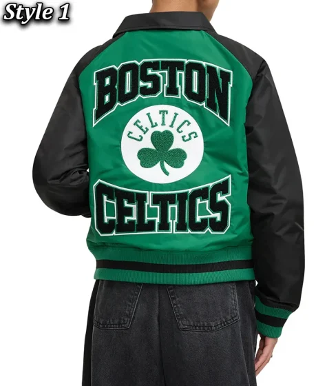 Boston Celtics Throwback Green and Black Full-Snap Nylon Jacket