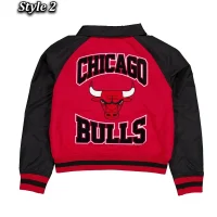 Chicago Bulls Black and Red Throwback Varsity Jacket