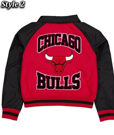 Chicago Bulls Black and Red Throwback Varsity Jacket