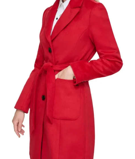 Christmas Women's Red Mid lenght Wool Coat