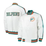 D-Line Miami Dolphins White Satin Jacket