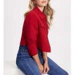 Mango Women’s Button Down Red Cropped Wool Jacket