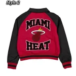 Miami Heat Red and Black Throwback Varsity Jacket