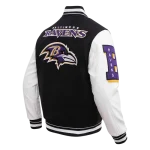 NFL Baltimore Ravens Home Town MASHUP MEN'S Black and White Wool Varsity Jacket