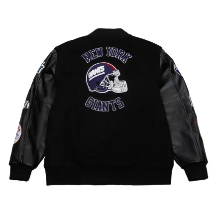 NFL NY Giants Blackout NFL Black Wool Varsity Jacket