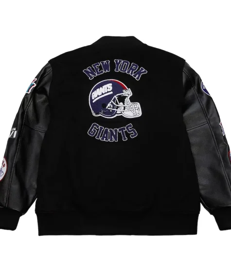NFL NY Giants Blackout NFL Black Wool Varsity Jacket