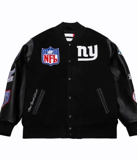NY Giants Blackout NFL Varsity Jacket
