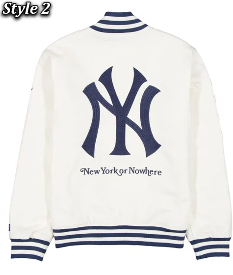 New York Or Nowhere White Varsity Jacket