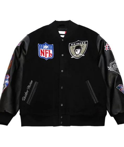 Oakland Raiders Blackout Varsity Jacket