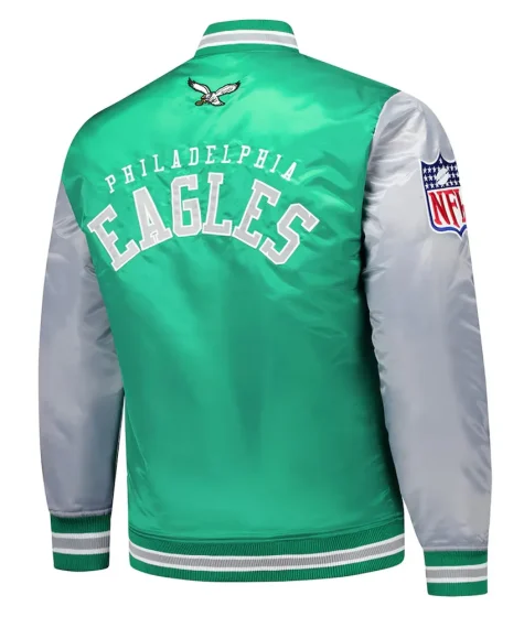 Philadelphia Eagles Kelly Green and Gray Satin Jacket