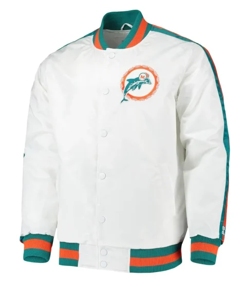 Throwback D-Line Miami Dolphins White Jacket