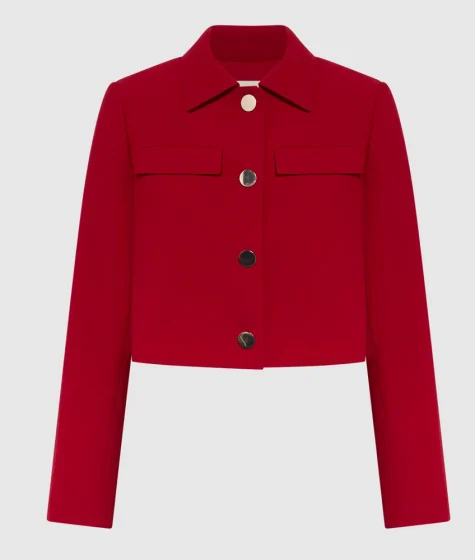 Women’s Button Cropped Red Jacket