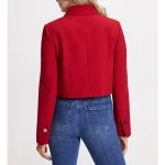 Women’s Button Down Red Cropped Wool Jacket