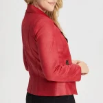Women’s Vex Red Leather Zipper Jacket