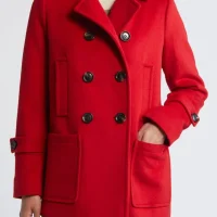 Women's Wool Red Peacoat