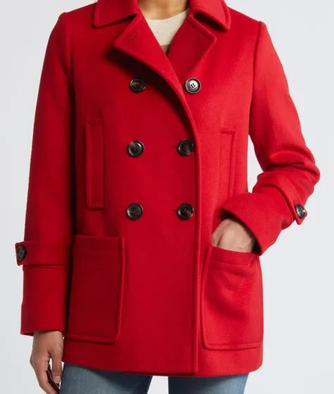 Women's Wool Red Peacoat