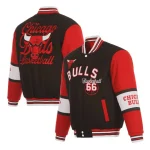Black Red Chicago Bulls Varsity Wool Jacket