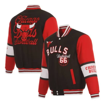 Black Red Chicago Bulls Varsity Wool Jacket