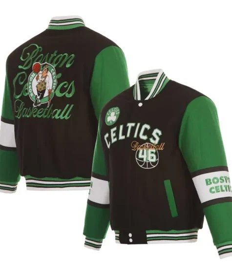 Boston Celtics Black and Green Varsity Jacket