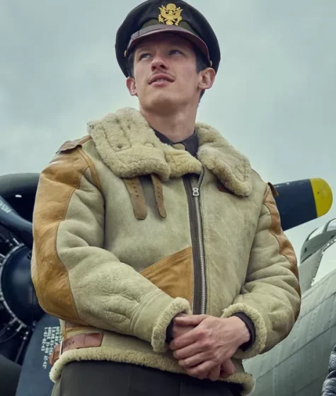 Callum Turner Masters of the Air Leather Jacket on Sale