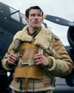 Masters of the Air Maj. John Egan Shearling Flight Bomber Leather Jacket For Men