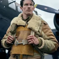 Masters of the Air Maj. John Egan Shearling Flight Bomber Leather Jacket For Men