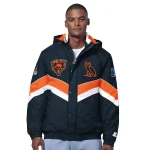 Men's OVO x Starter Navy Chicago Bears Sideline Full-Snap Puffer Jacket