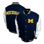 Michigan Wolverines Graduate Navy and White Varsity Jacket