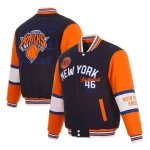 New York Knicks Navy and Orange Varsity Wool Jacket