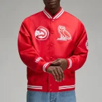 OVO Atlanta Hawks Red Satin Jacket