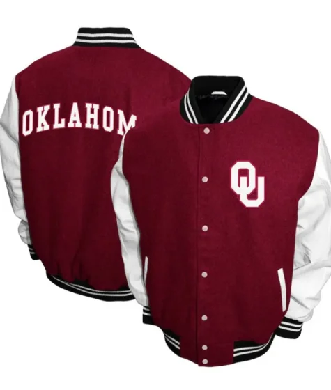 Oklahoma Sooners Graduate Crimson and White Varsity Jacket
