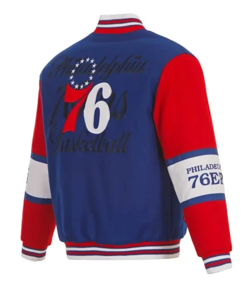 Philadelphia 76ers Royal and Red Varsity Jacket