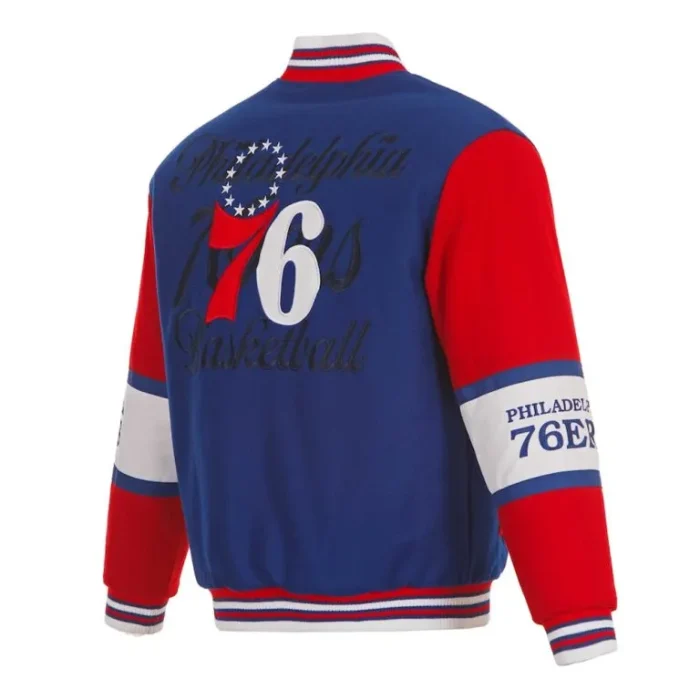 Philadelphia 76ers Royal and Red Varsity Jacket