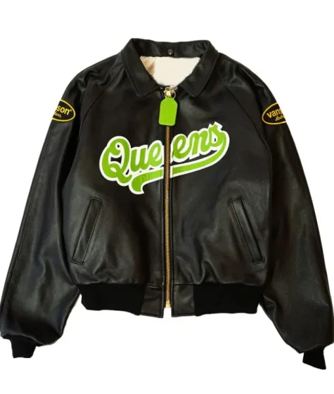 Queens Baseball Vanson Black Leather Jacket