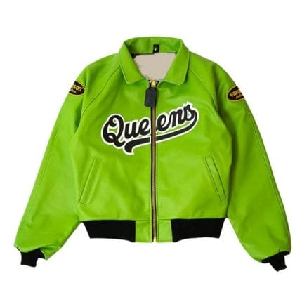 Queens Baseball Vanson Green Leather Jacket