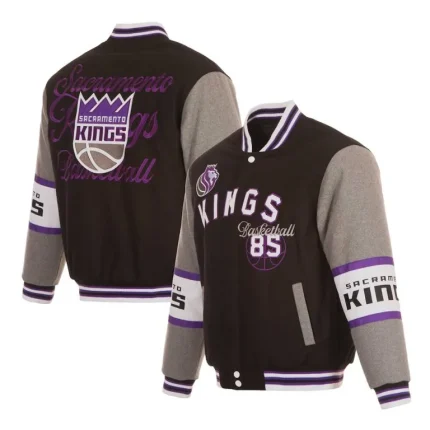 Sacramento Kings Black and GrayWool Jacket