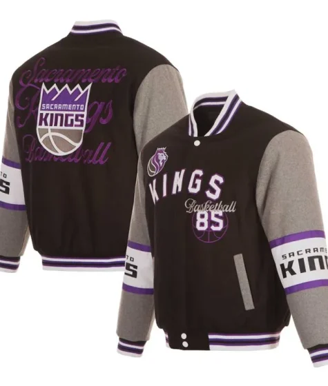 Sacramento Kings Black and GrayWool Jacket