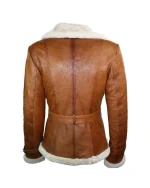 Tan Brown Double Breasted Shearling Jacket