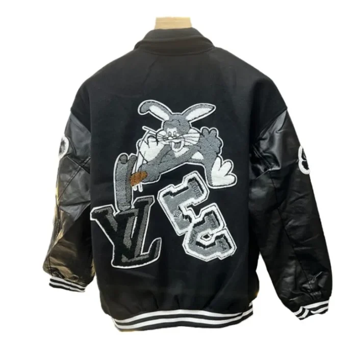 Bunny LV Black Varsity Jacket