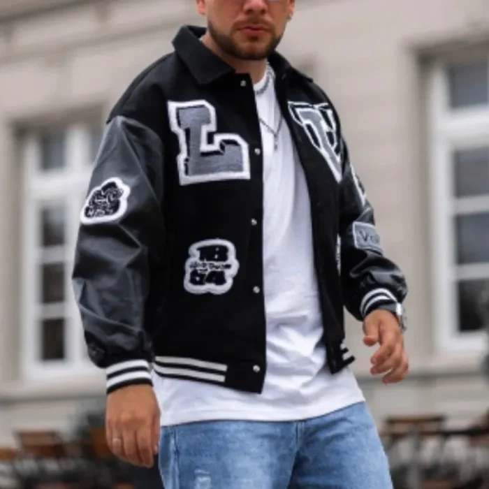 Louis Vuitton Bunny Imported Print Black Lettermen Varsity Jacket