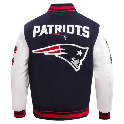 NFL England Patriots Mesh Up Rib Wool Lettermen Varsity Jacket