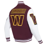 NFL Washington Commanders Mesh UP Maroon and White Wool Varsity Jacket