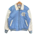 North Carolina Light Blue and White Varsity Leather Jacket