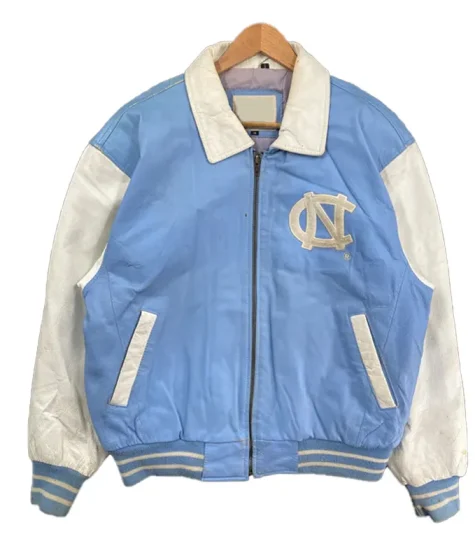 North Carolina Light Blue and White Varsity Leather Jacket