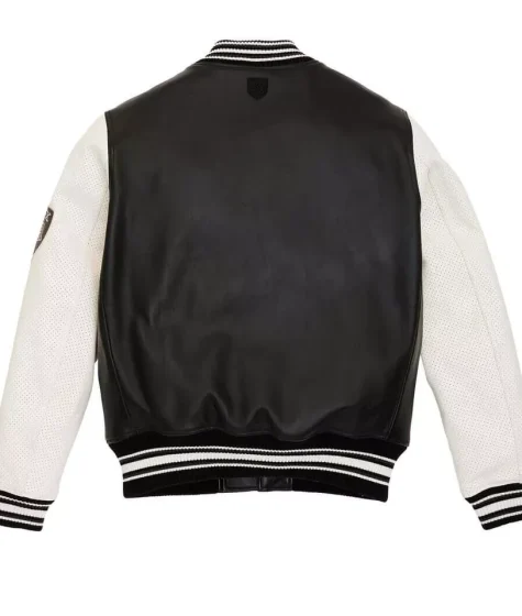 Avirex Men's Script USA Varsity Leather Jacket Black