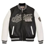Avirex USA Varsity Leather Jacket Black